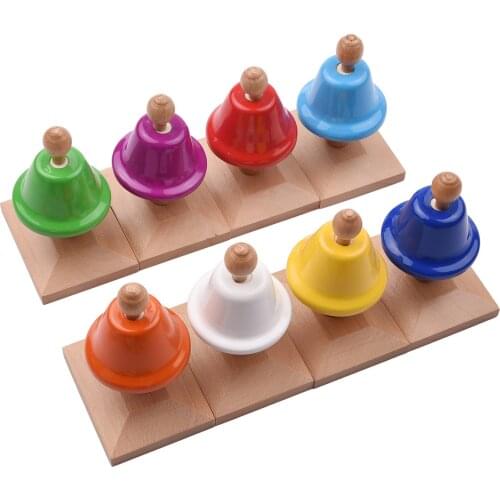 8 Note Percussion Bell Set 8pcs Handbell Hand Bells Desk Bells with 2 Mallets Children Baby Early Education Musical Instrument