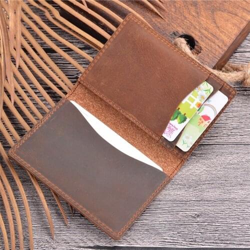 Genuine Leather Card Holder Retro Cowhide ID Holder Solid Minimalist Style For Men Women