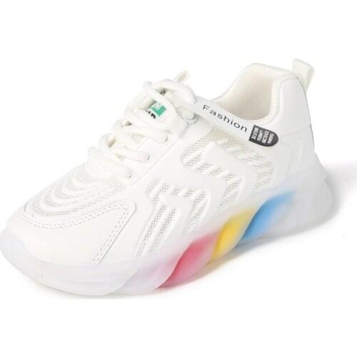 Childrens Sports Shoes 2021 New Boys' Soft-soled Breathable Air-mesh Breathable Running Sneakers Hot In Girls Fashion Non-silp