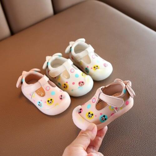 Disney childrens cartoon Minnie Mickey girl princess bow non-slip soft sole casual shoes baby sports shoes running shoes