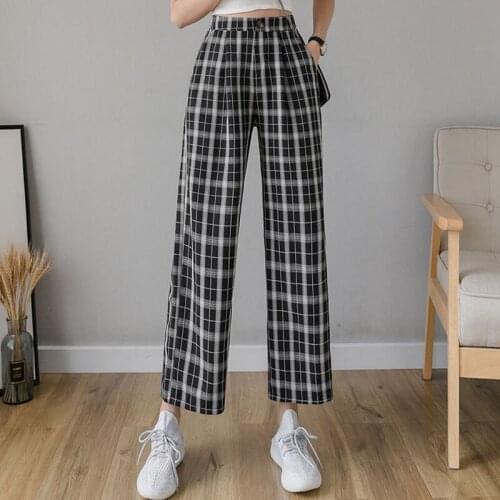 EACHIN Women's Plaid Trousers