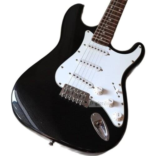 High gloss 6 string electric guitar metallic black basswood top Canada maple 39 inch electric guitar