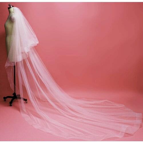 Real Photos White Ivory Horsehair 2 Layer Cathedral Long Wedding Veil for Bride 3 M Bridal Veil with Comb Wedding Accessories