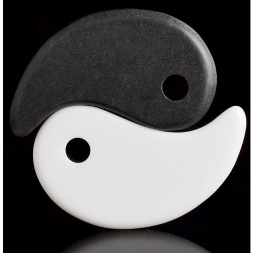 Ying and Yang Bian Stone Gua Sha Board Natural Face Massage Tools China Acupuncture Therapy Back Foot Body Massager Energy Stone