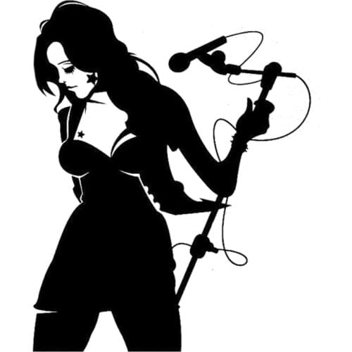 13.8CM*17.5CM Interesting Creative Girl Microphone Music Singer Silhouette Vinyl Car Sticker S9-0873