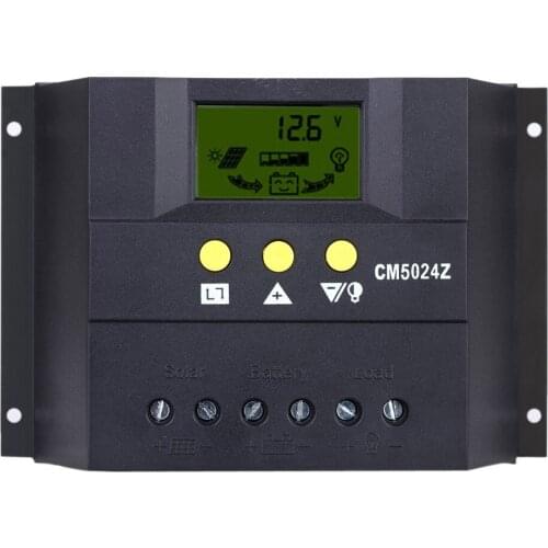 50A 12V/24V Solar Charge Controller PWM Charging LCD Display Auto Regulator Battery System for Street Lighting Temperature