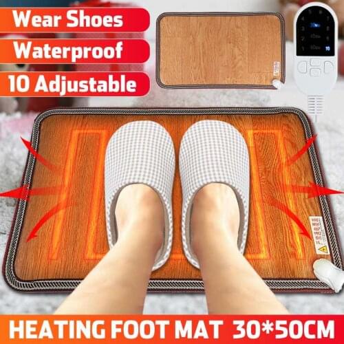 220V 10 Gears Foot Warmer Electric Heating Mat 11.8 x 19.69 In Waterproof Heater Pad Warmer Winter For Home Office Pet Warmer