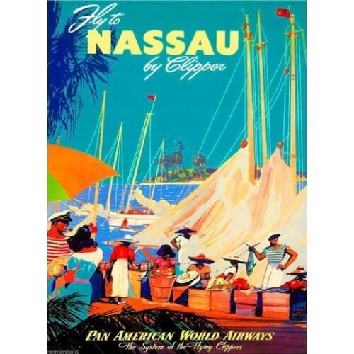 Lot style Choose Pan Am Airlines Travel By Clipper Caribbean Art print Silk poster Home Wall Decor