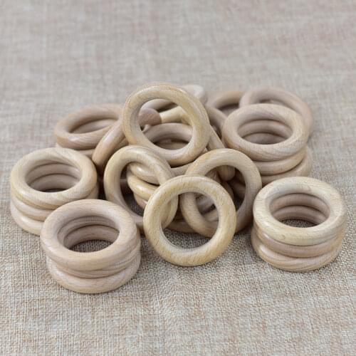 Mabochewing 10pcs 40mm 55mm 70mm 80mm Beech Wood Ring Baby Mobile Bracelet Rattle Toys Making