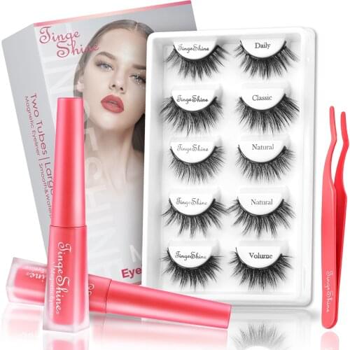 MUSELASH Magnetic Eyelashes For Eyeliner Kit Upgraded 5 Pairs 3D Natural Look Magnetic Eyelashes