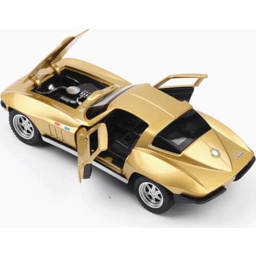 15.3CM 1:32 Scale Golden Color Metal Alloy Chevrolet Corvette C2 Racing Car Pull Back Diecast Vehicles Model Toys For Children