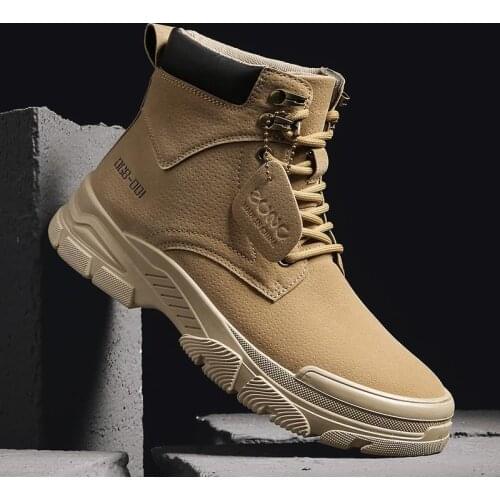 Fashion High Top Men Boots High Quality Trend Comfortable Men Work Boots Autumn New Original Non-slip Motorcycle Boots Casualnm6