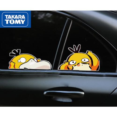 TAKARA TOMY Pokemon Window Glass Stickers Up To Duck Cartoon Car Stickers Creative Scratches Cover Stickers Electric Cars