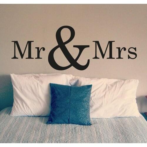 Bedroom Wall Decal Mr and Mrs Vinyl Art Sticker Wallpaper Removable Home Decor Interior Design Room Sign Decals Mural D305