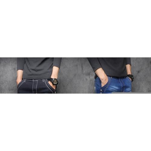 2021 New Mens Denim Skinny Jeans Straight Full Length Pants with Micro Elasticity Slim Pants for Man Fashion Mid-waist Jeans