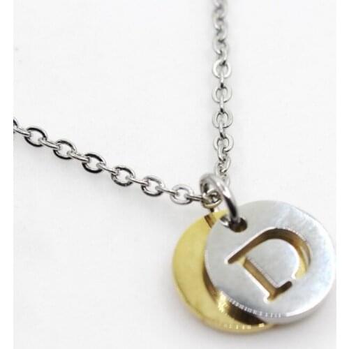 Stainless Steel Initial Alphabet D Necklace Pendant Women Men Jewelry Stainless Steel Round Coin Letter Necklace Jewelry