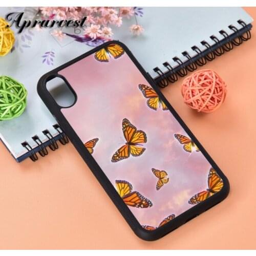 Aprarvest Sunset butterfly Silicone Rubber Phone Case Cover For iPhone 6 6S 7 8 PLUS X XS XR 11 12 MINI PRO MAX