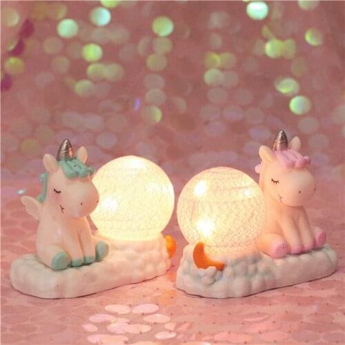 Resin Unicorn LED Night Light Bedside Lamp Cartoon Nursery Lamps Bedroom Night Lights Birthday Christmas Gift for Kids