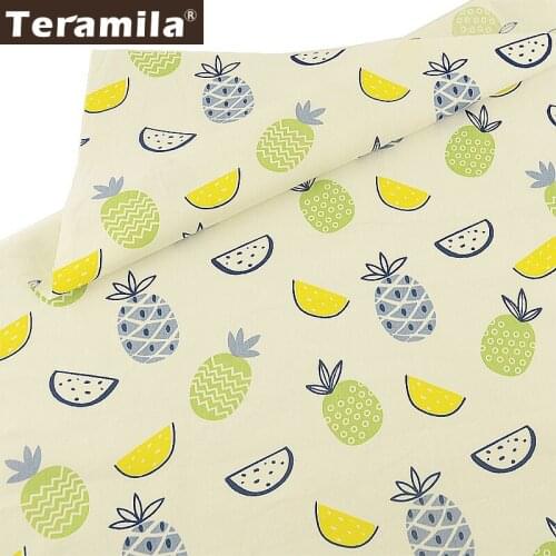Teramila White Tecido Material Quilting Twill DIY Sewing Dolls Cloths Fruits Patterns 100% Cotton Fabric Tela Scrapbooking