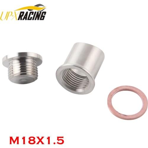 M18x1.5 Universal O2 Oxygen Sensor Stepped Mounting Boss And Plugs Stainless Steel Adapter Nut Bung