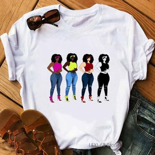Melanin poppin shirt women african american black girl magic tee shirt femme black lives matter streetwear 90s tumblr clothes