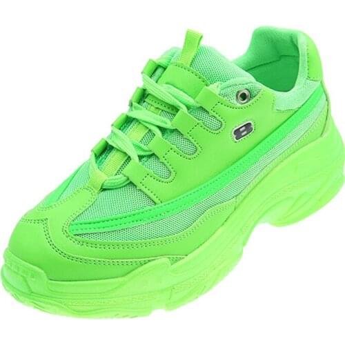 Hot Sales Chunky Sneakers Women Vulcanize Shoes Bright Candy Color Casual Shoes Woman Sneakers Women Flats Platform Ladies Shoes