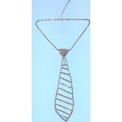 2021 Tassels Long Full Rhinestone tie Necklace Neck chain Women Bow tie Geometry Clavicle chain Fashion Gift