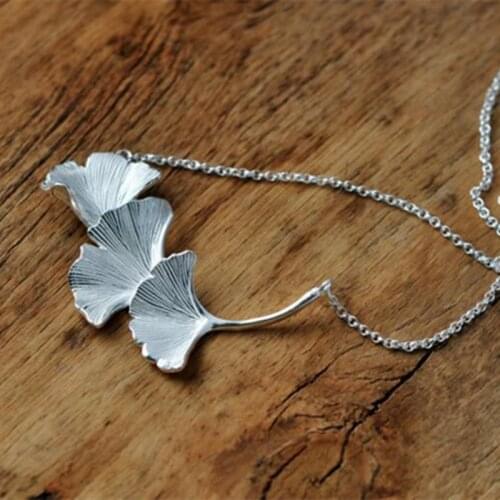 New Fashion Ginkgo Leaf Creative Necklace for Women Ladies 925 Sterling Silver Jewelry Elegant Accessories Gifts Female SN216