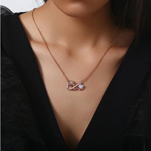 Hot Sale 925 Sterling Silver Necklaces Rose Gold Necklace With Infinity Heart And Rose Inspired For Woman подвеска на шею