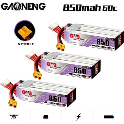 1-5PCS GNB 4S 15.2V 850mAh HV 60C/120C Lipo Battery With XT30U-F Plug For Beta85X Whoop Quadcopter FPV RC Racing Drone