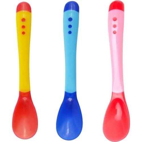 1 Pc Soup Spoon Healthy Infant Baby Silicone Spoon Soft Tip Temperature-sensitive Spoon Rice Spoon Childre Tableware