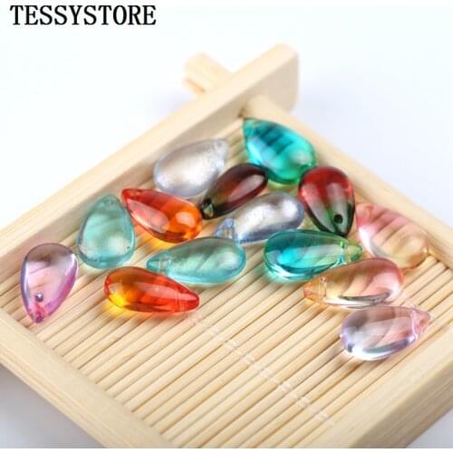 10pcs Czech Teardrop-shaped Lampwork Beads Multi Gradient Color Glass Beads For Jewelry Making Earrings Handmade DIY Accessories