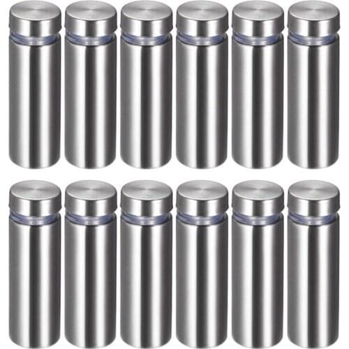 19mm/0.75" Dia 60mm/2.36" Length Sign Holders Screws Wall Mount Hardware Advertising Glass Standoff Nail-Pack of 12