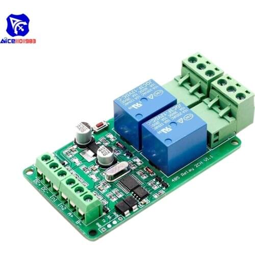 Diymore Modbus RTU 2 Channel 12V Relay Output Board Module Switch Input RS485 / TTL Communication Module