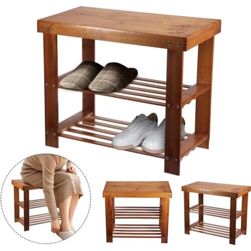 2 Layer Modern Bamboo Multi Function Shoe Rack Storage Organiser shoes Bench Shelf Stand Multi-purpose Change Shoes Stool