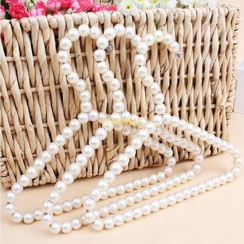 20cm Plastic Pearl Beaded Clothes Dress Coat Hangers Wedding For Pet Kid Children Save-Space Storage Organizer