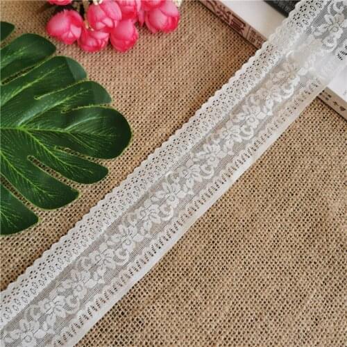 5cm LS1037 white overlock fabric Nylon Spandex stretch Jacquard lace trimmings DIY clothing sewing for decoration clothing