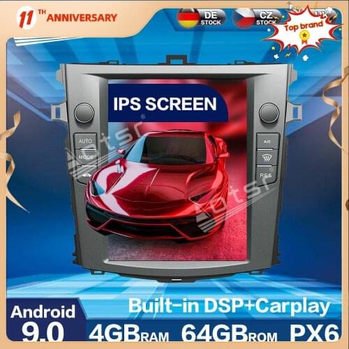 Aotsr Tesla Style PX6 Android 9.0 64G Car Radio Player GPS Navigation Auto Stereo Multimedia Play For Toyota Corolla 2006 - 2013