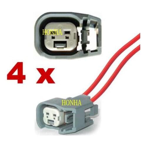 Free shipping 4 pcs Fuel Injection Connector for Bosch EV6 connector with cable Injector plug auto wire harness