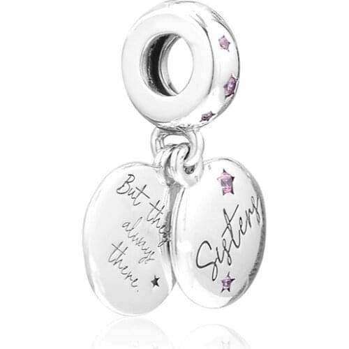 925 silver Beads Forever Sisters Dangle Charm Fits Beaded Snake Chain Bracelets Fashion Female DIY Sterling Silver Beads