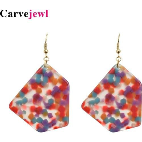 Carvejewl Fashion ZA Jewelry Acrylic Resin Dangle Earring For Women Geometric Irregular Big Earring Long Pendant Acetate Brincos