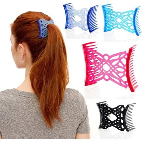 Silicone Flower Bead Stretchy Hair Combs Accessories Double Slide Metal Comb Elasticity Hair Clip Hairpins Hairs Styling Tools