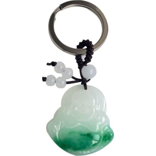 Feng Shui Alloy Jade Buddha Keychain For Happiness And Wealth L1055