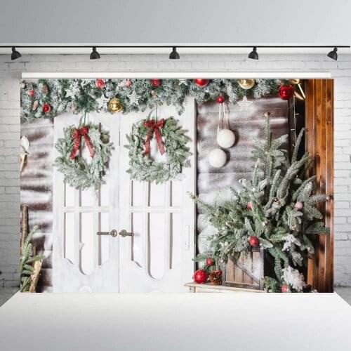 BEIPOTO White Door Christmas decor Backdrops Photography sanow Family kids picture Xmas photo booth background studio props B296