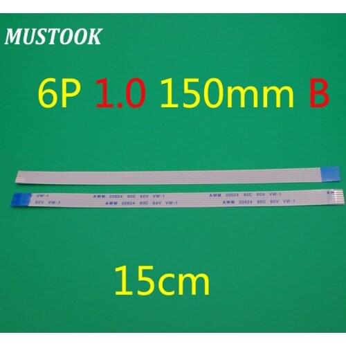 20pcs New FFC FPC flat flexible cable 6pin 1.0mm pitch 6 pin Reverse Length 150mm Width 7mm Ribbon Flex Cable