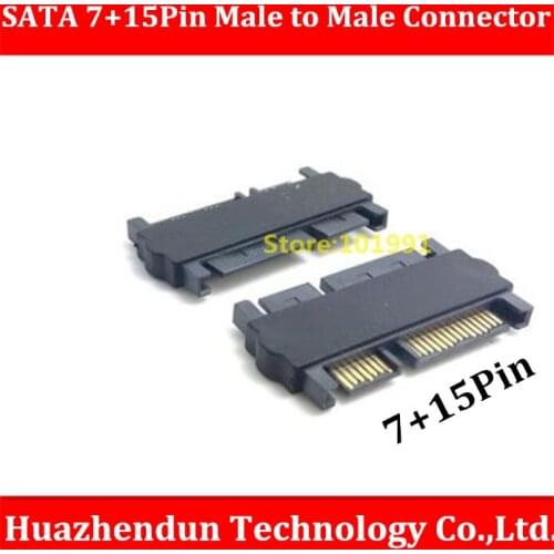 HOT SALE 2pcs-SATA 15+7 Pin Male to Male Connector Male to Male Pass-through connector Extension Connector SATA Connector