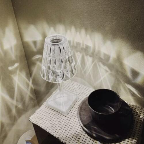 Ins Creative Romantic Light Luxury Modern Bedside Bedroom Atmosphere Night Light Charging LED Crystal Diamond Table Lamp