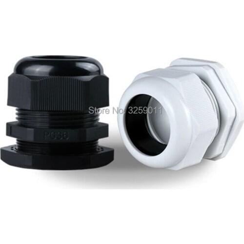 1PCS Cable Glands PG 36 Black White Waterproof Adjustable Nylon Connectors Joints With Gaskets 22-32mm For Electrical Appliances