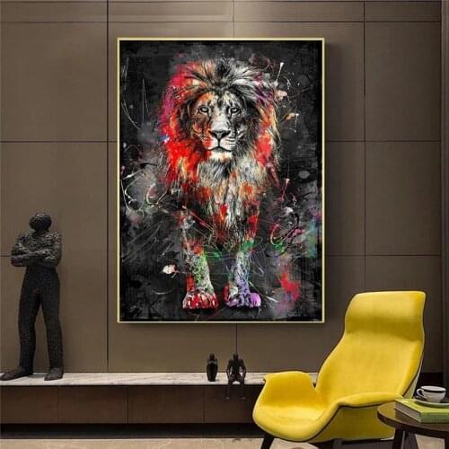 Canvas Painting Colorful Lion Wall Art Nordic Posters and Wall Prints Animal Pictures for Living Room Cuadros Home Decor