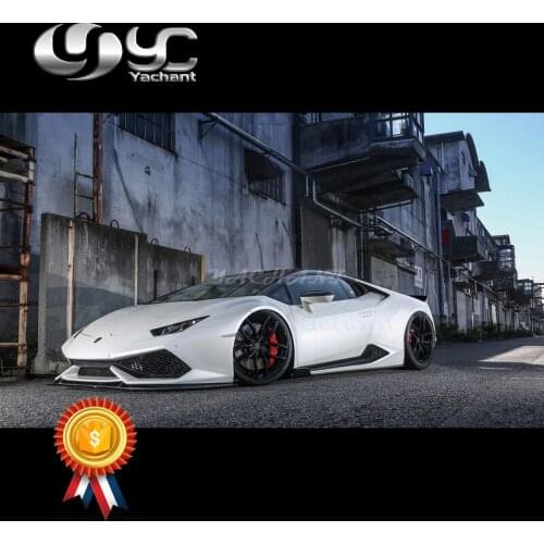 FRP Fiber Glass Kit Fit For 14-16 Huracan LP610-4 LB LP LW P Works Fender Flare Replacement Style Wide Fender Lip Diffuser Wing